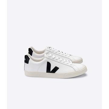 White/Black Men's Veja ESPLAR LEATHER Sneakers | AU 306LIS